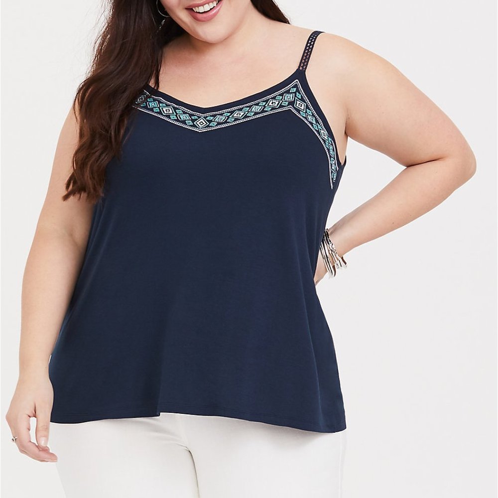 Super Soft Blue Embroidered Swing Cami